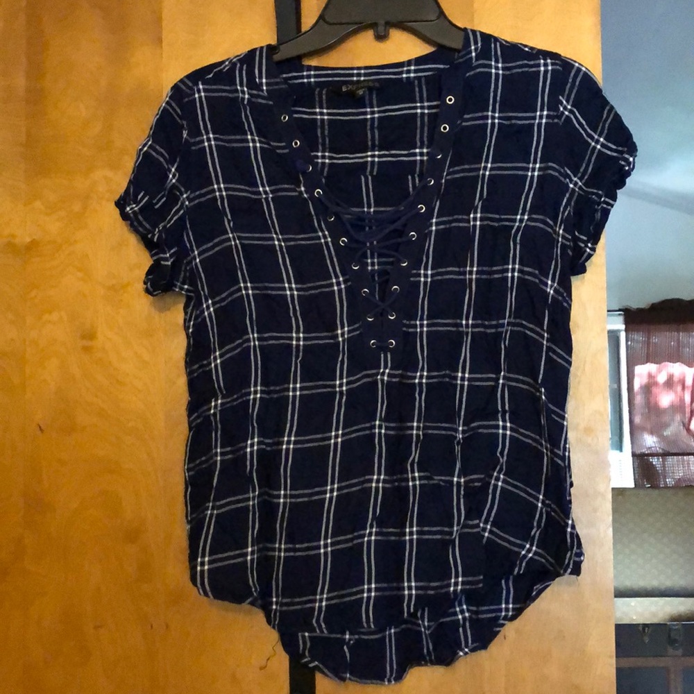 Express plaid top with lace up bust. Size xs